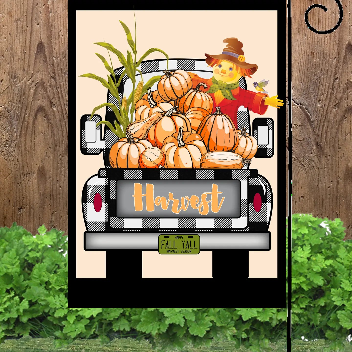 Harvest Pumpkin Pickup Truck Garden Flag