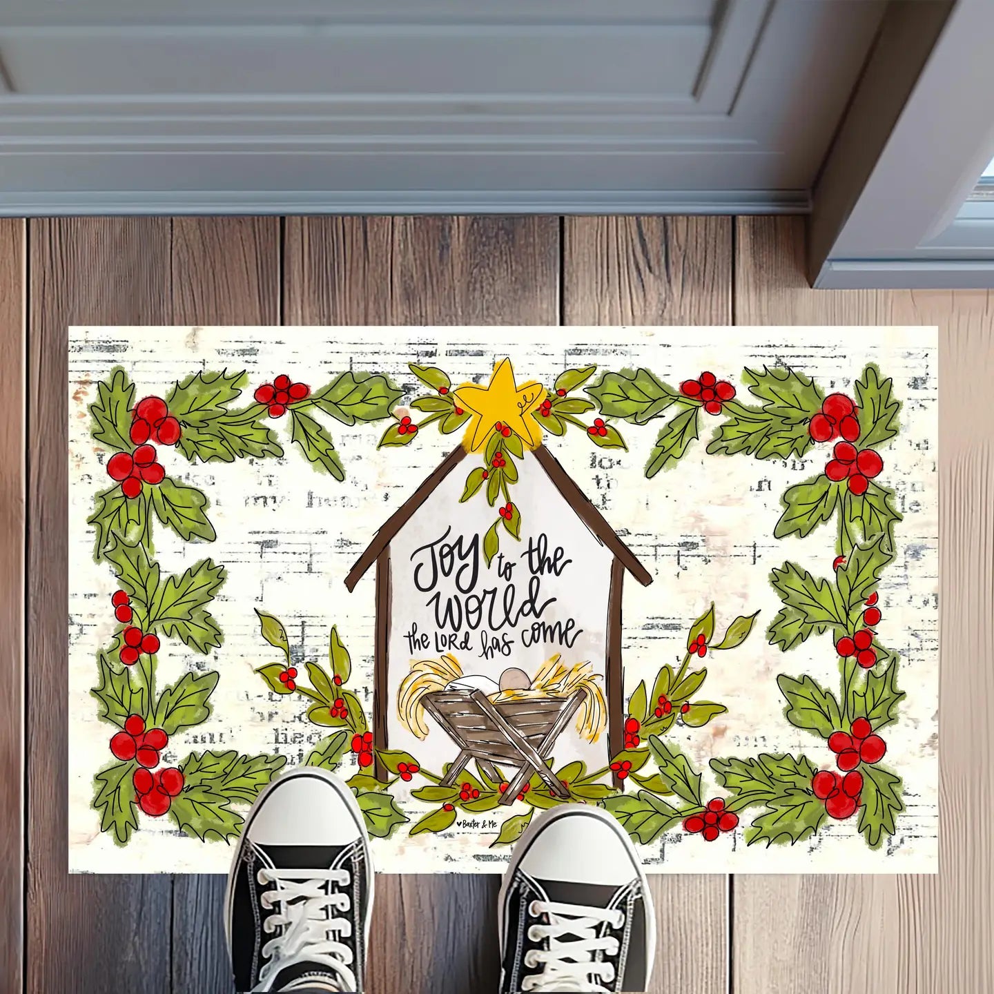 Joy to the World Star Manger Door Mat