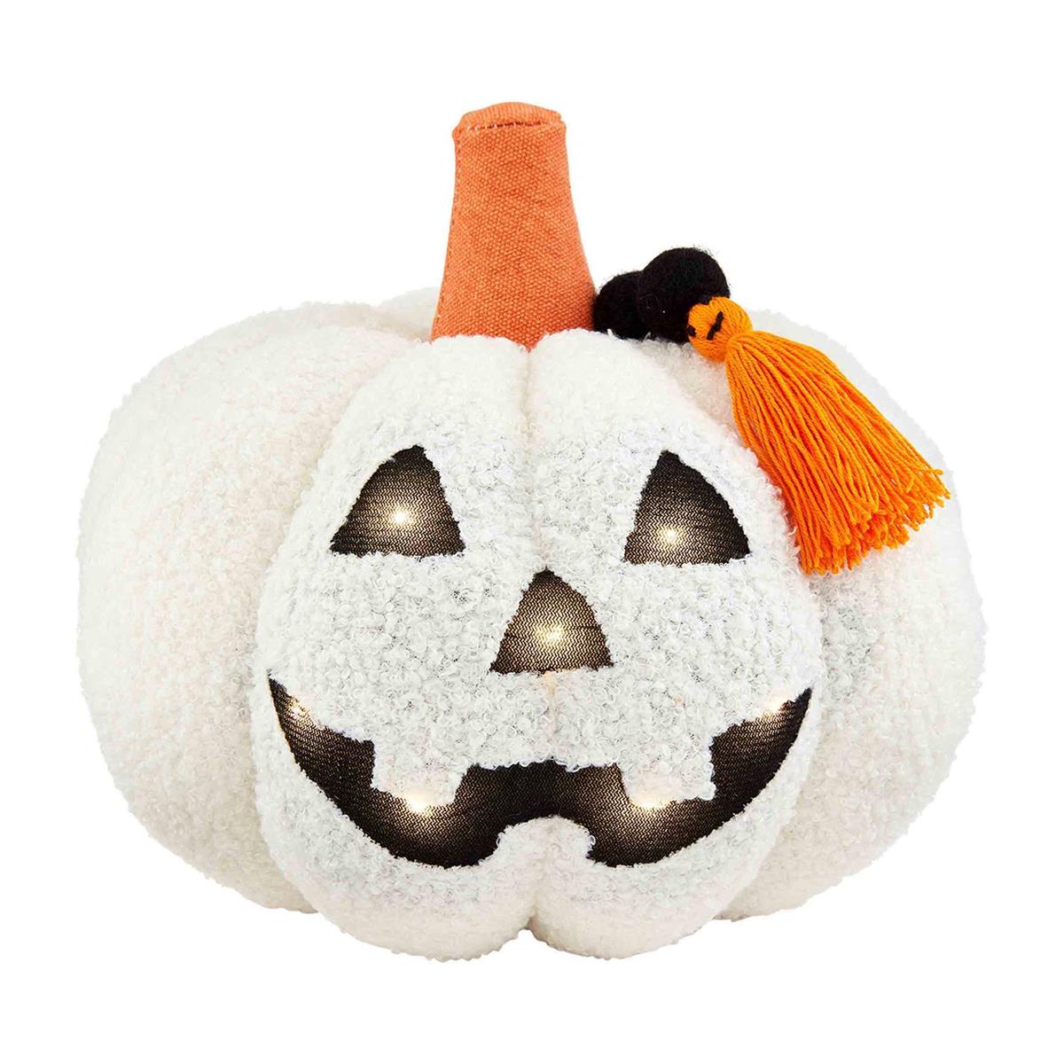 Shearling Light-Up Pumpkins | Cream