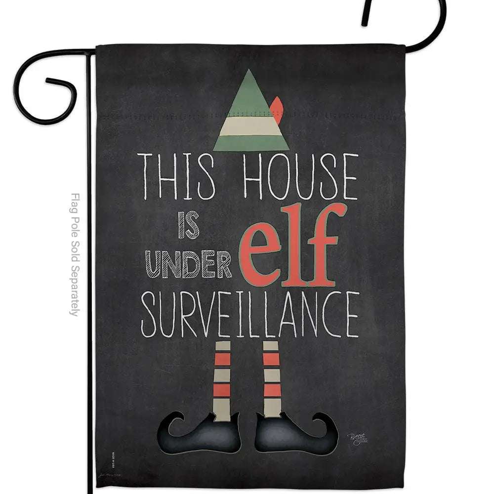 Elf Surveillance Garden Flag
