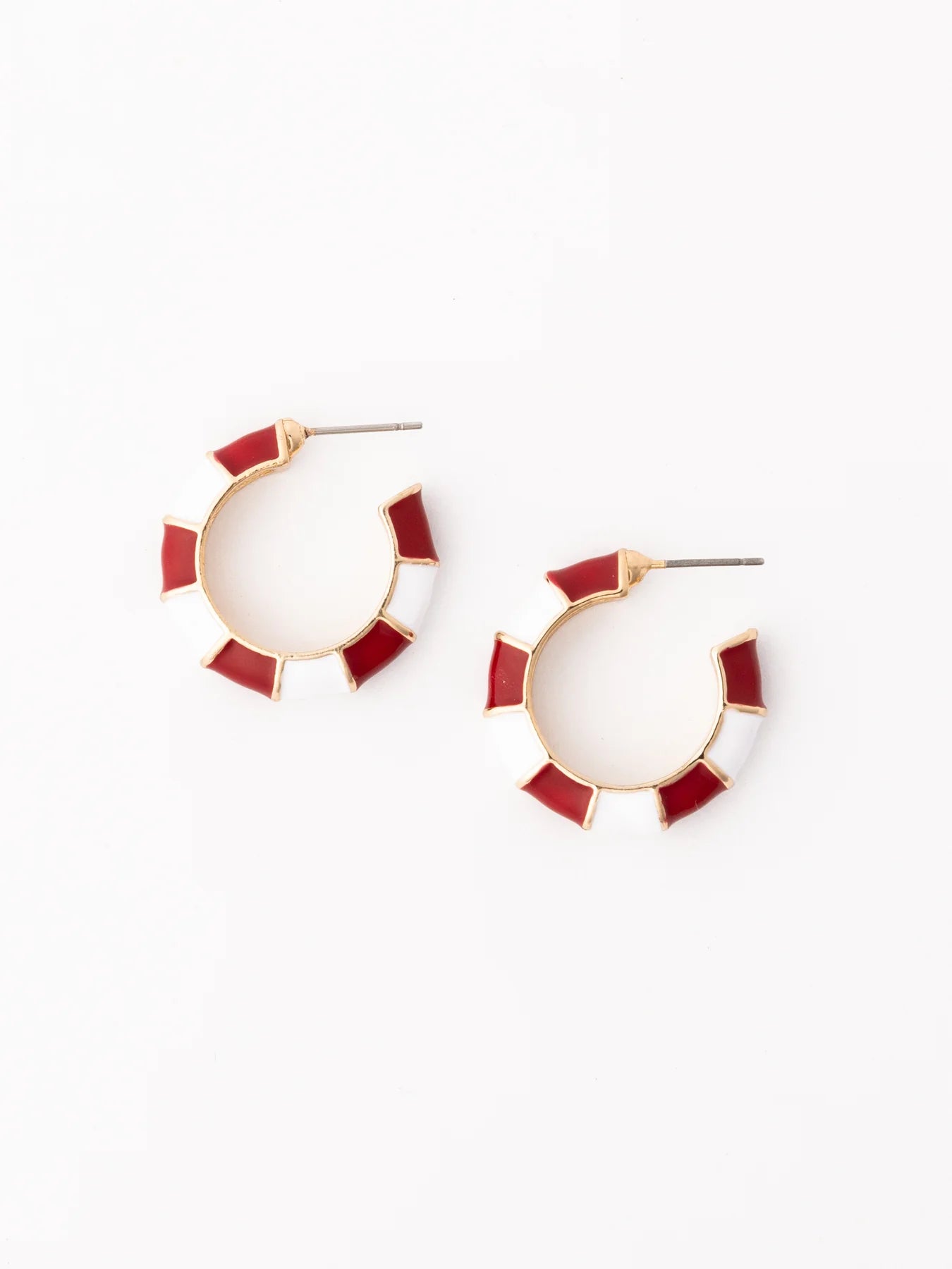 Ashlynn Earrings | Small Crimson & White