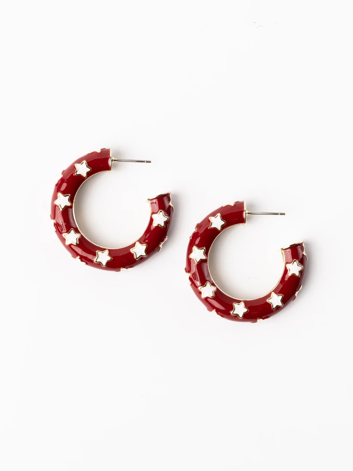 Justine Earrings | Medium Crimson & White