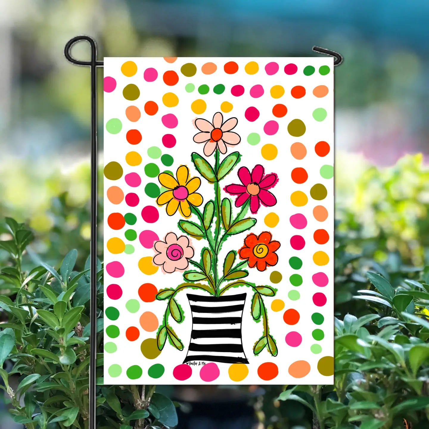 Happy Dot Floral Garden Flag
