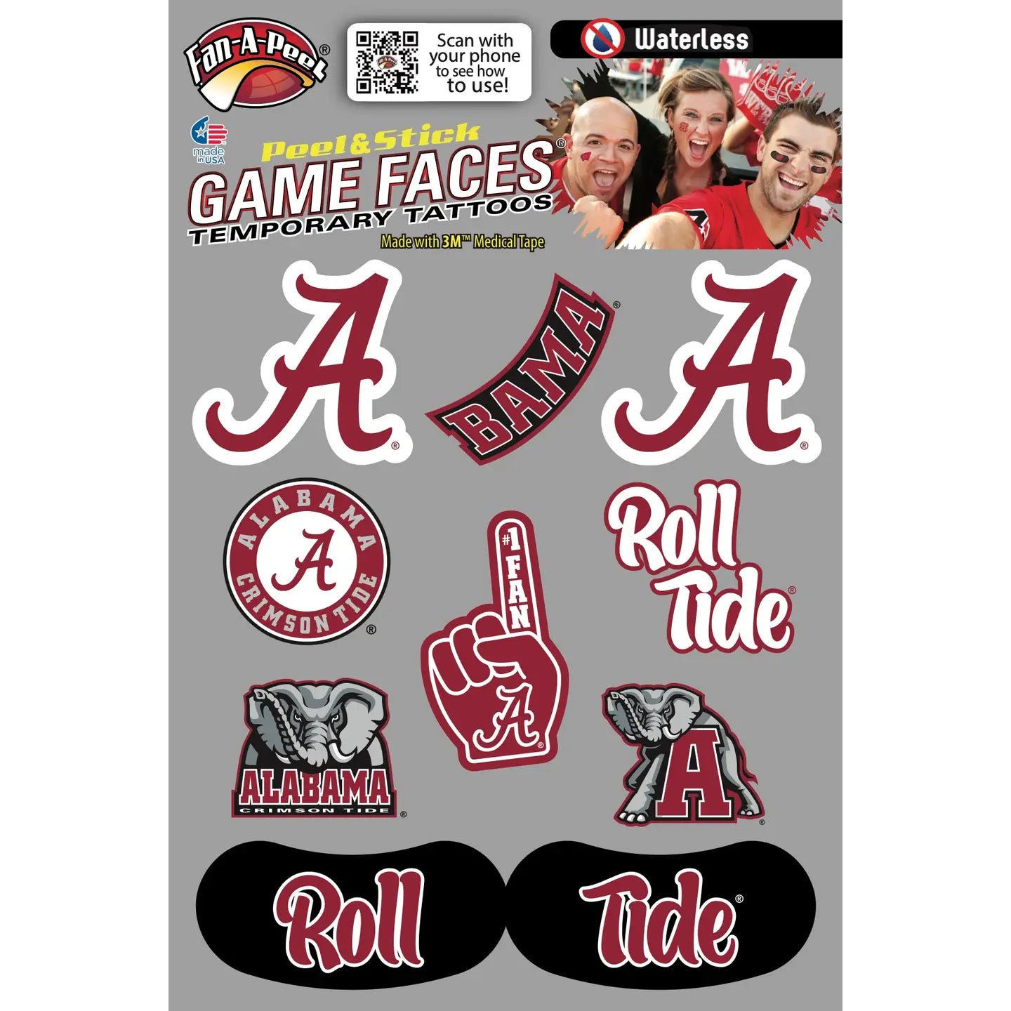 Alabama Icons Temporary Tattoos