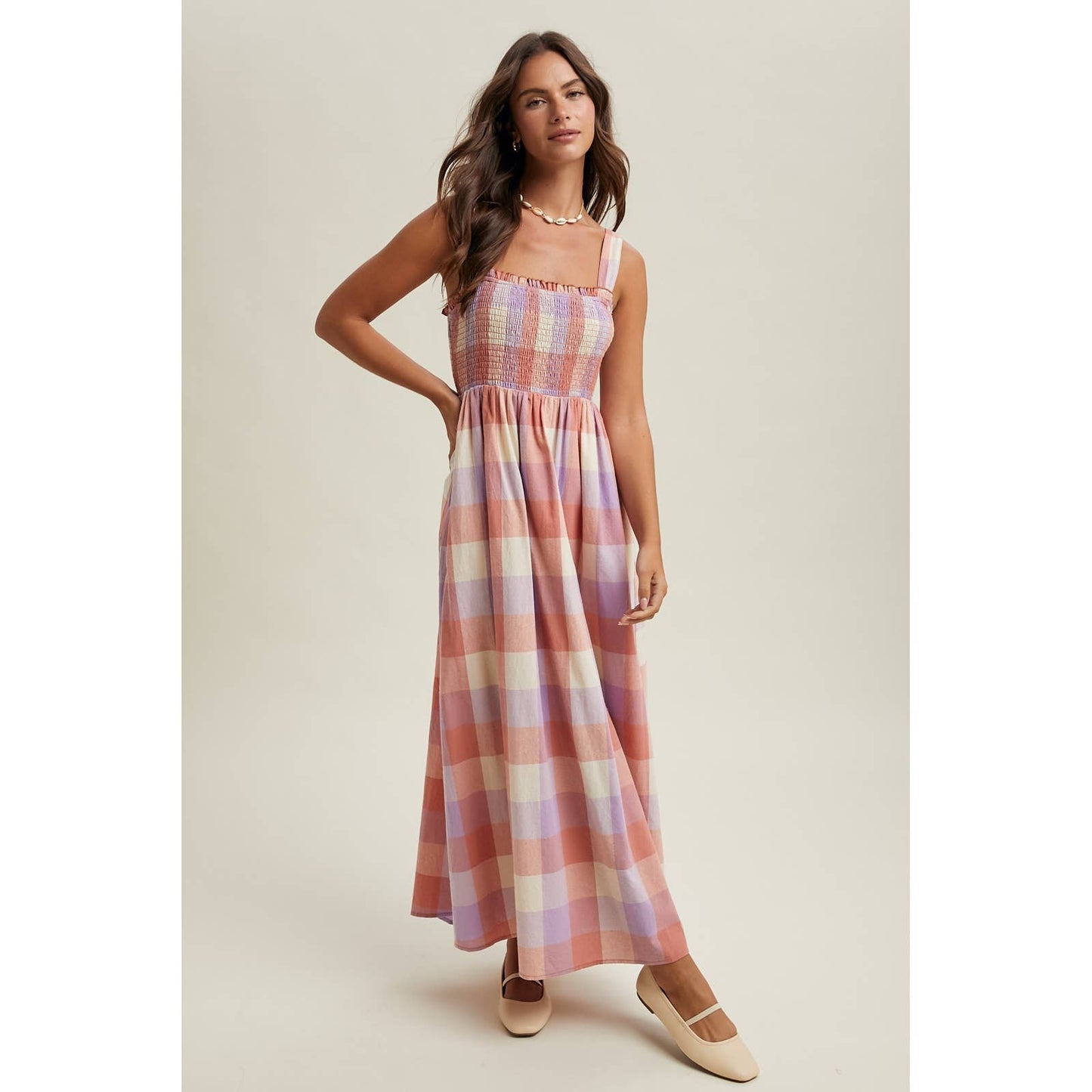 PLAID MIDI DRESS