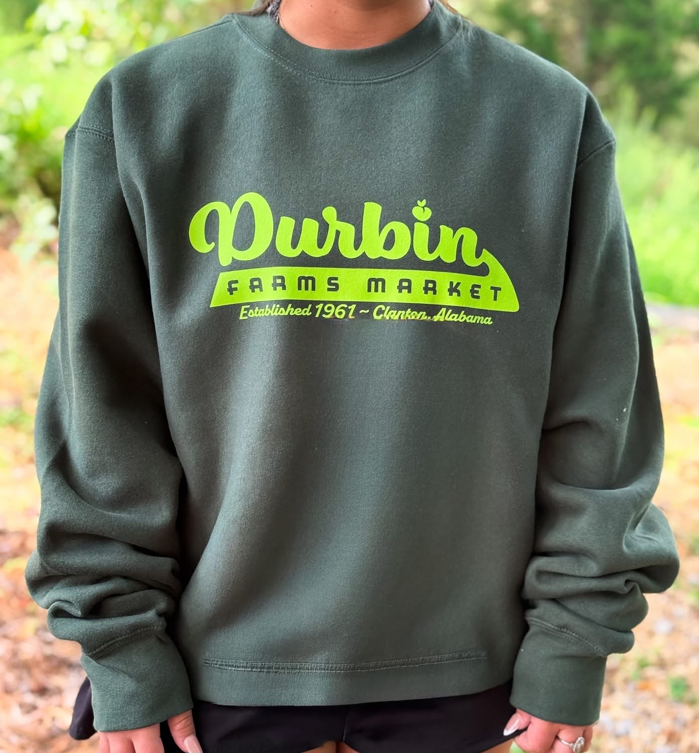 Durbin Farms Market Script Sweatshirt | Forest Green