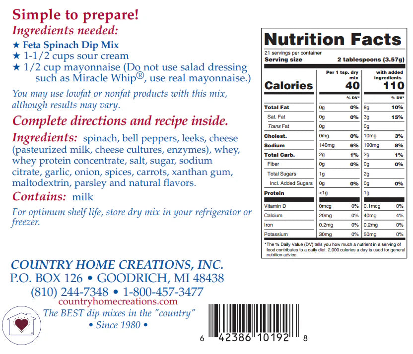 Feta Spinach Dip Mix