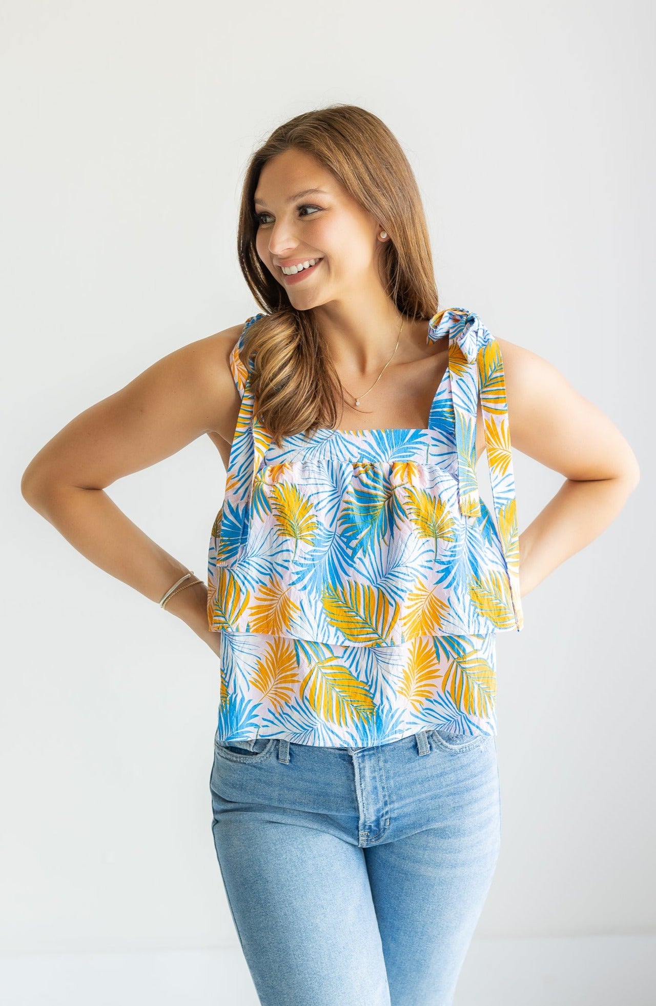Sadie Top | Tropical Leaves