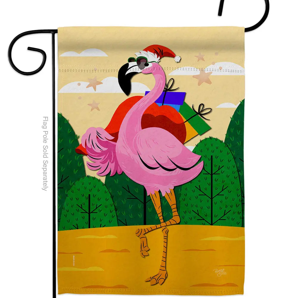 Christmas Flamingo Garden Flag