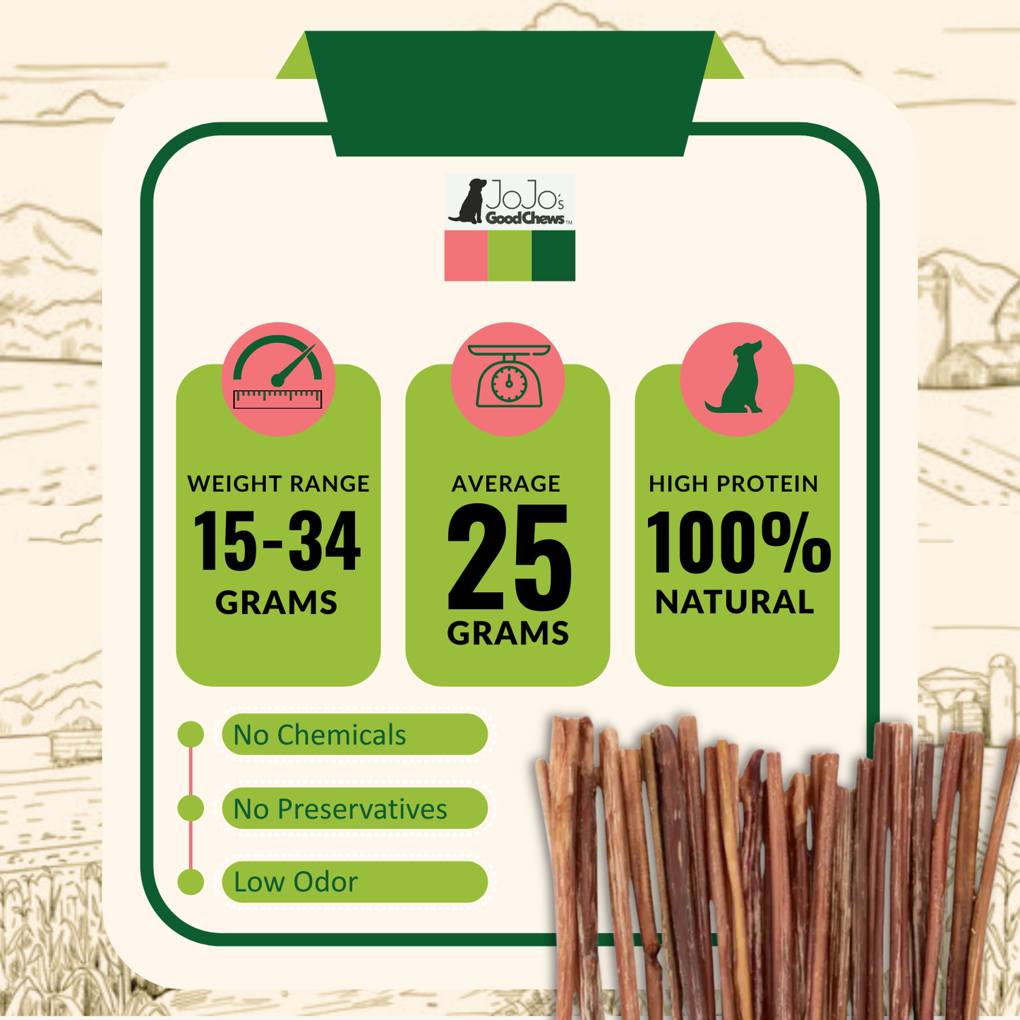Natural Beef Bully Sticks for Dogs - 12" Thin