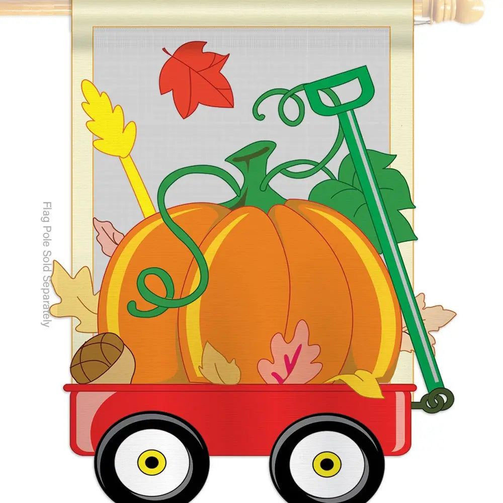 Fall Pumpkin Wagon House Flag