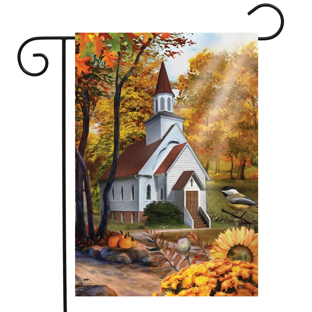 Autumn Church Garden Flag