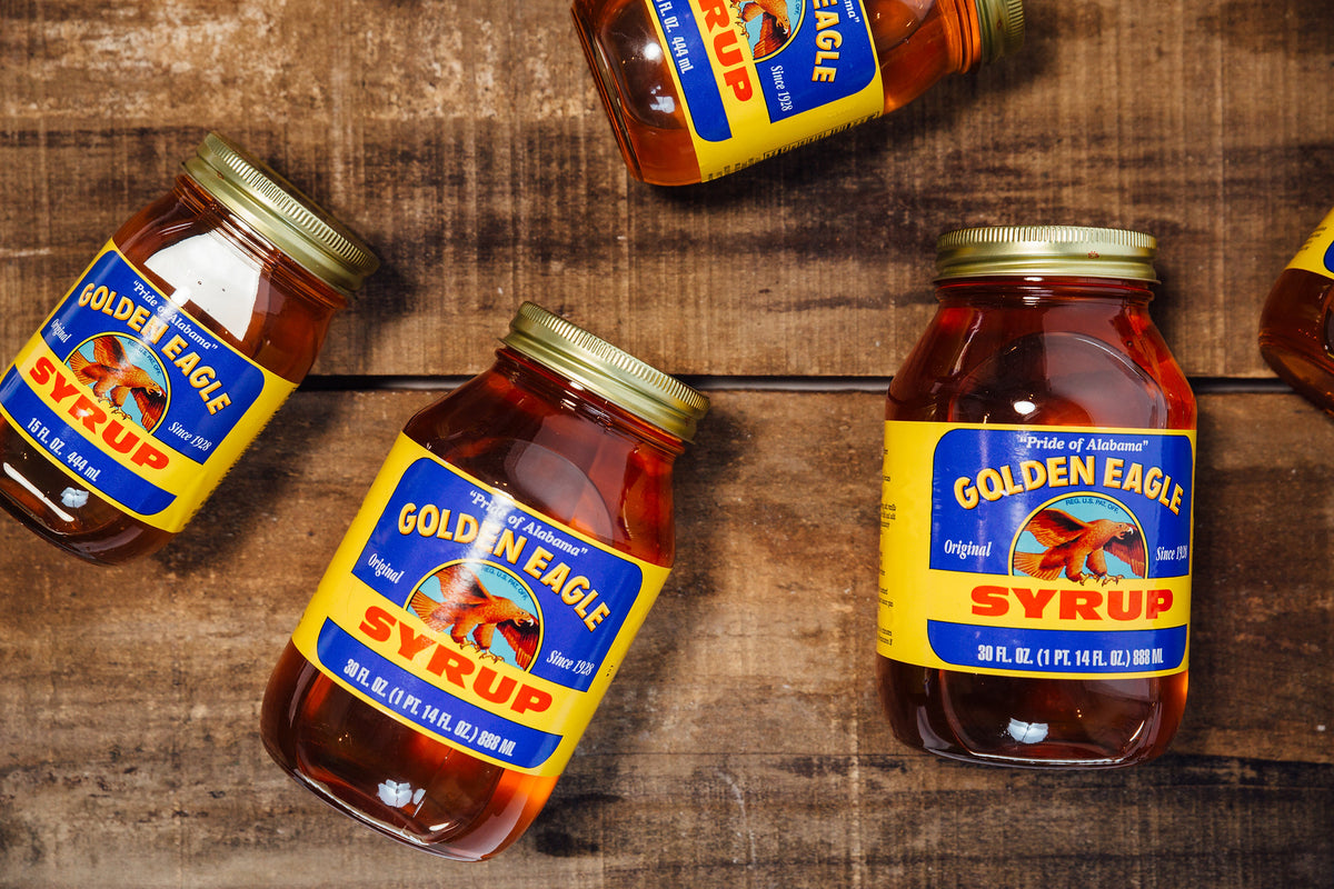 Golden Eagle Syrup is a unique blend of can sugar syrup, cane molasses and  pure honey. Made in Fayette Alabama for almost 100 years.