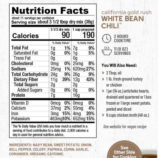 California Gold Rush White Bean Chili Mix