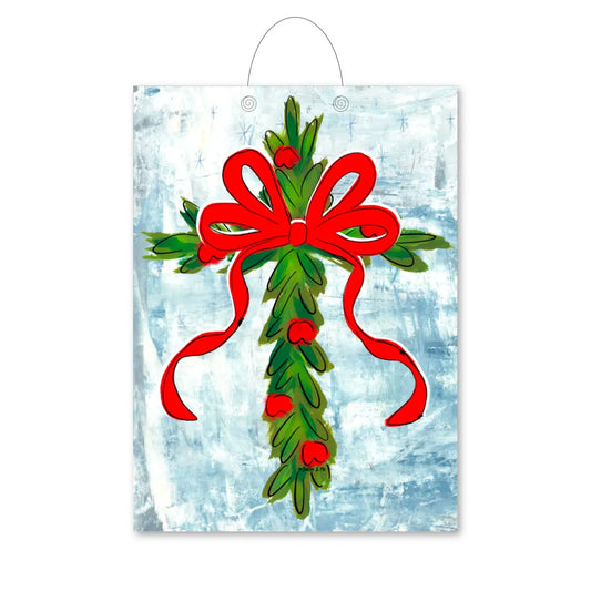 Christmas Berry Cross Door Hanger