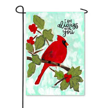 Load image into Gallery viewer, I Am With You Always Red Bird Garden Flag
