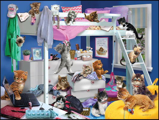 Messy Bedroom Kittens Puzzle 24X18