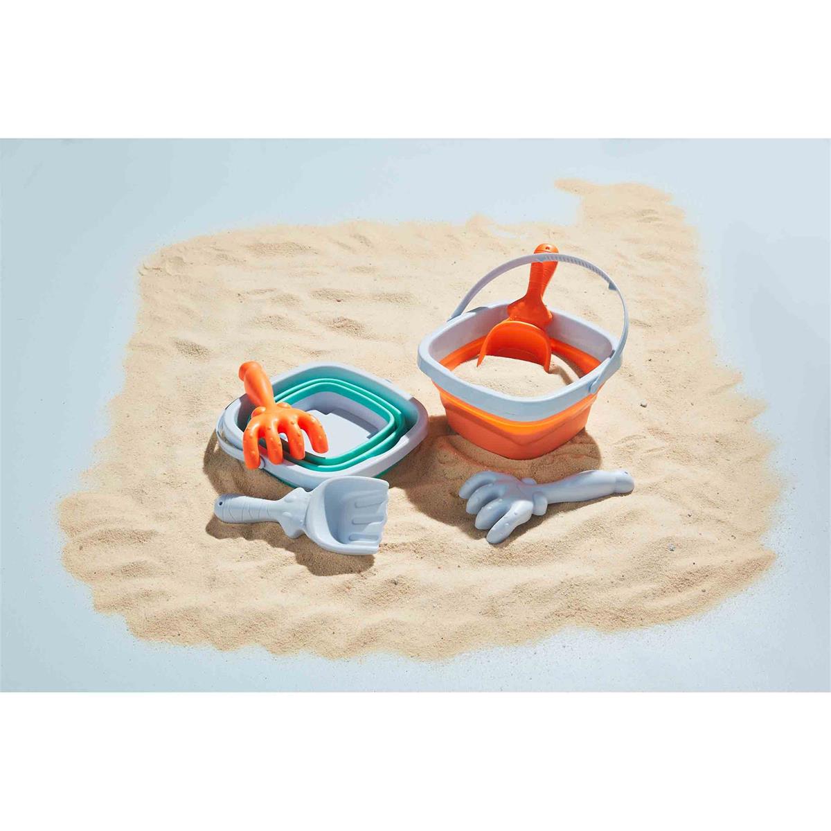 Orange Collapsible Sand Bucket Set