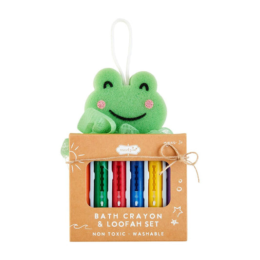 Frog Loofah & Bath Crayon Set