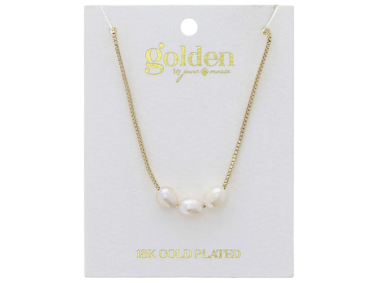 Box Chain with Pearl Trio Necklace