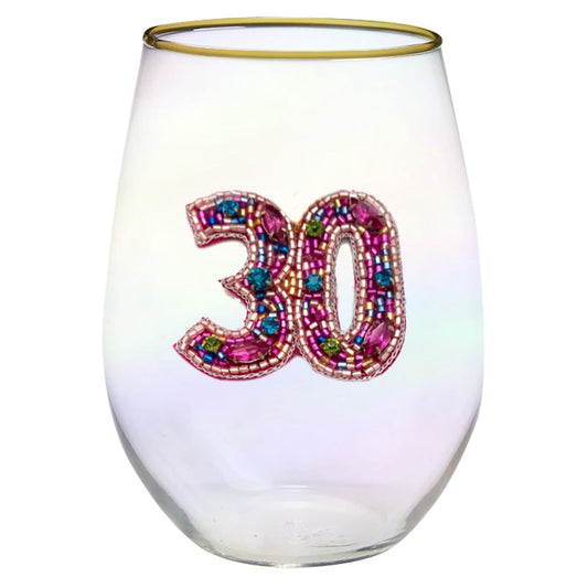 30 Stemless Beaded Wine Glass