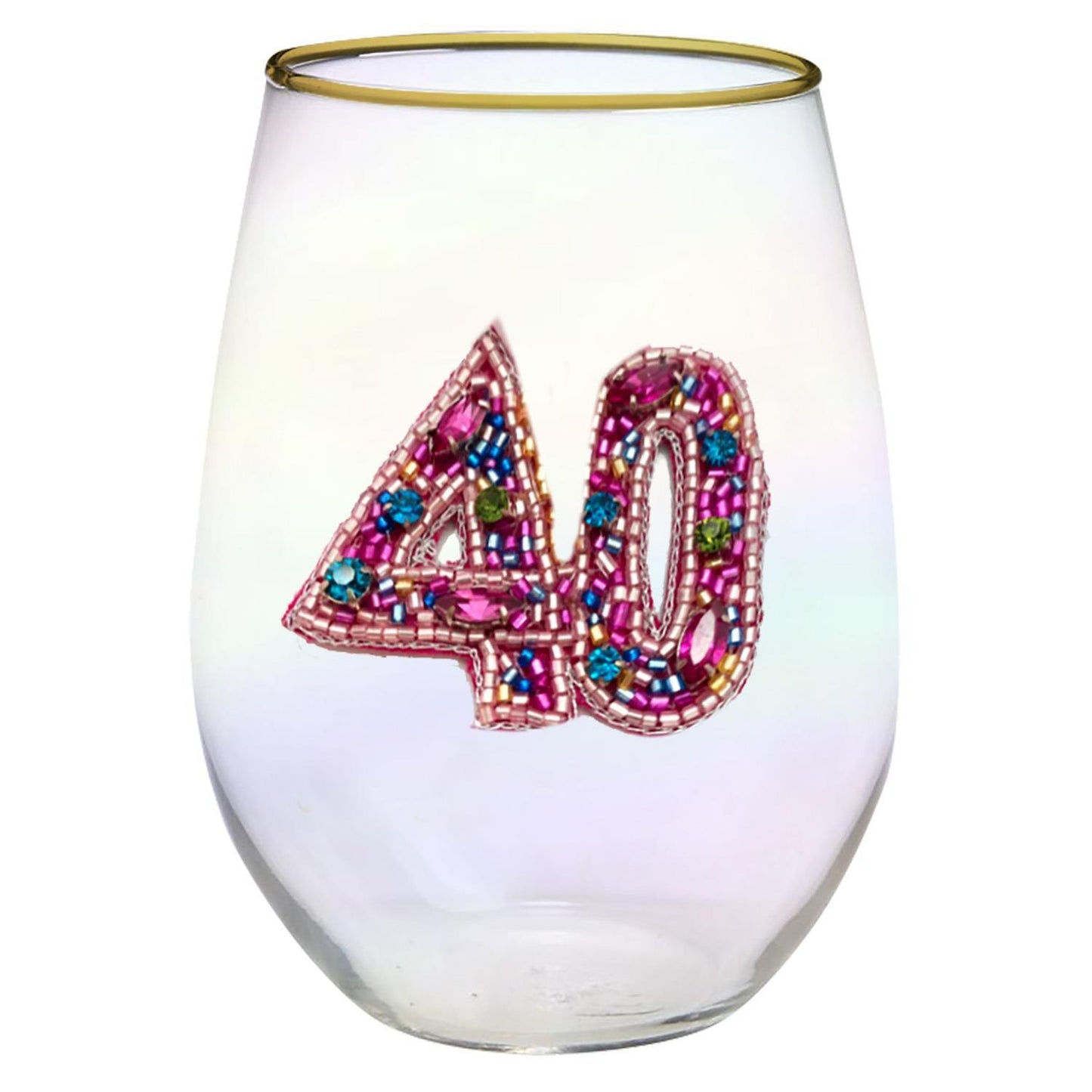 40 Stemless Beaded Wine Glass