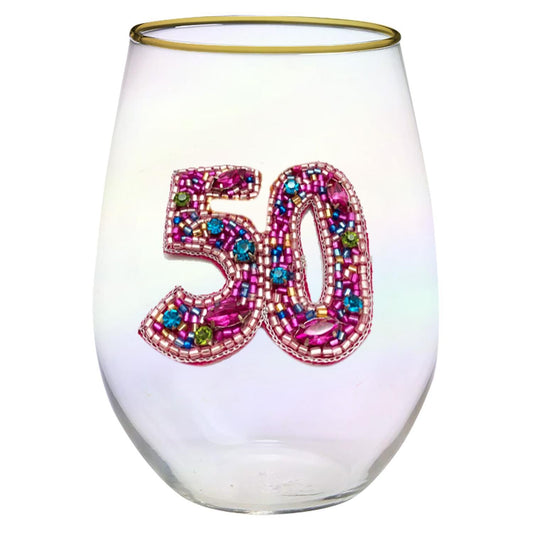 50  Stemless Beaded Wine Glass