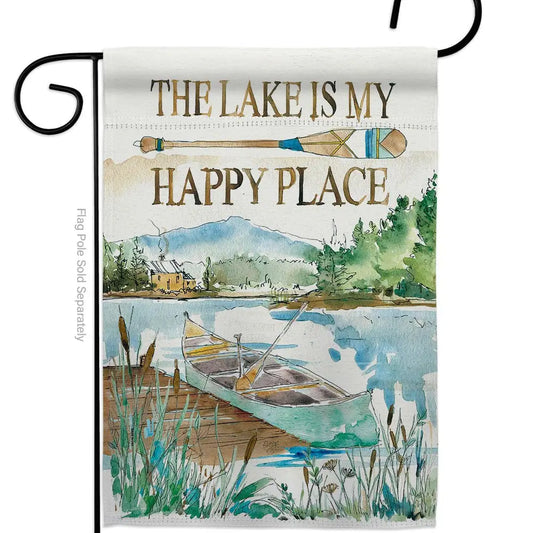 The Lake is My Happy Place Garden Flag