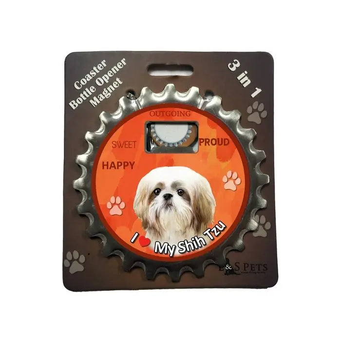 Tan & White Shih Tzu |  3 in 1 Magnetic Coaster