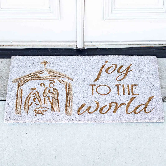 Joy to the World Manger Doormat