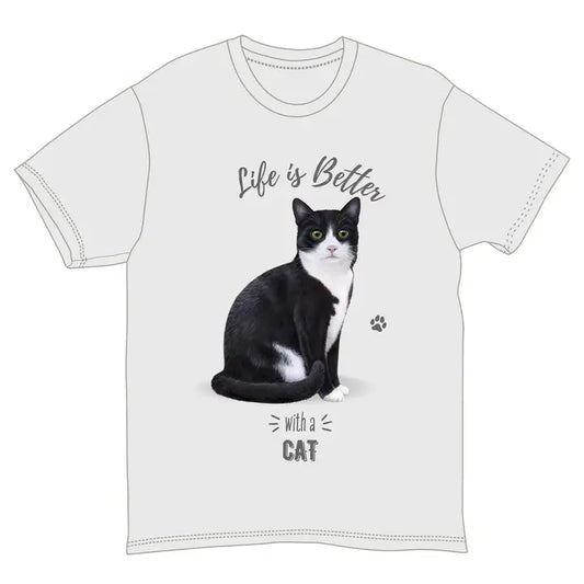 Black & White Cat | Life is Better Tee