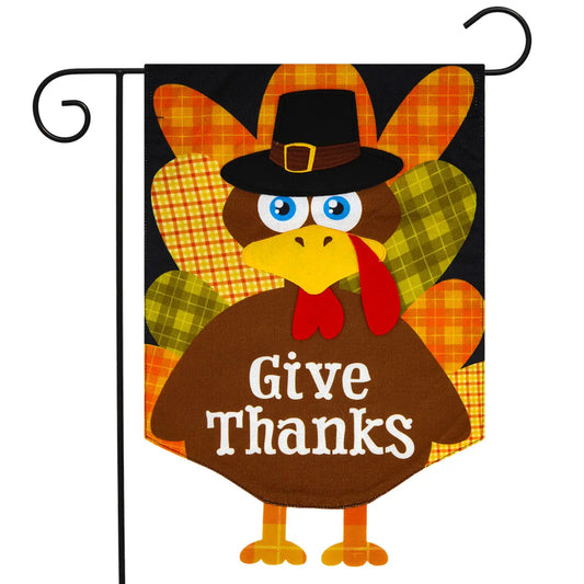 Give Thanks Turkey Garden Flag