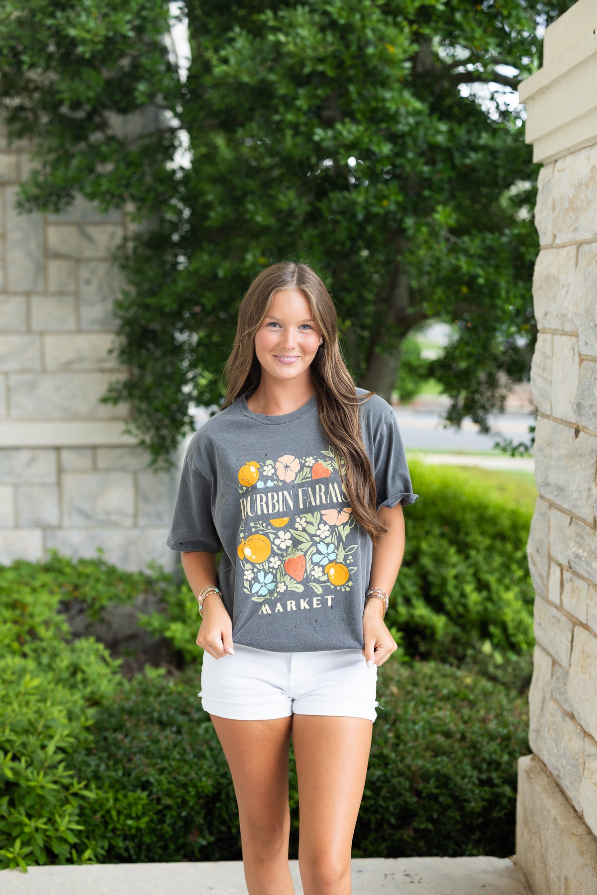 Forage Peach/Flowers Tee