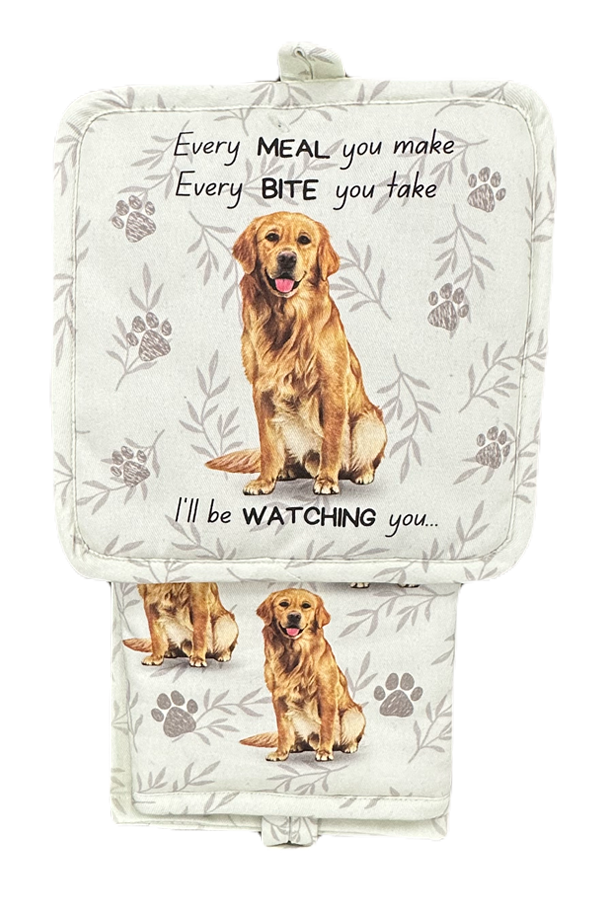 Golden Retriever Oven Mitt Set