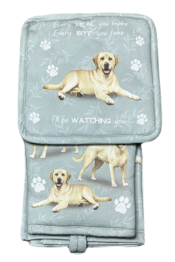 Yellow Lab Oven Mitt Set