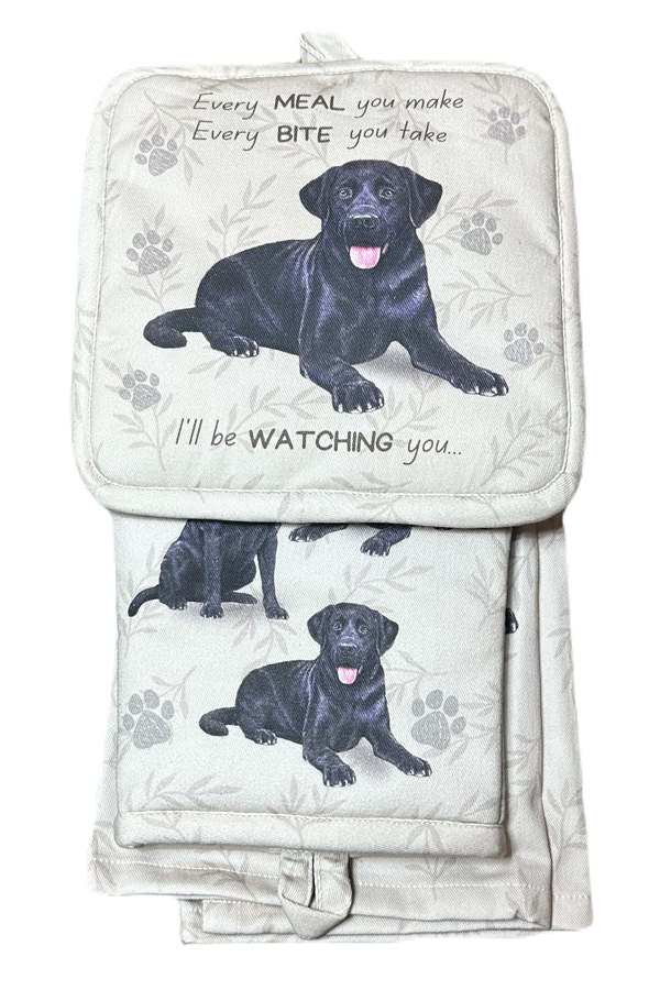 Black Lab Oven Mitt Set