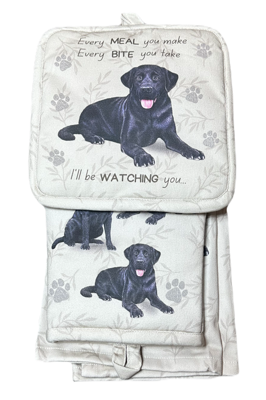 Black Lab Oven Mitt Set