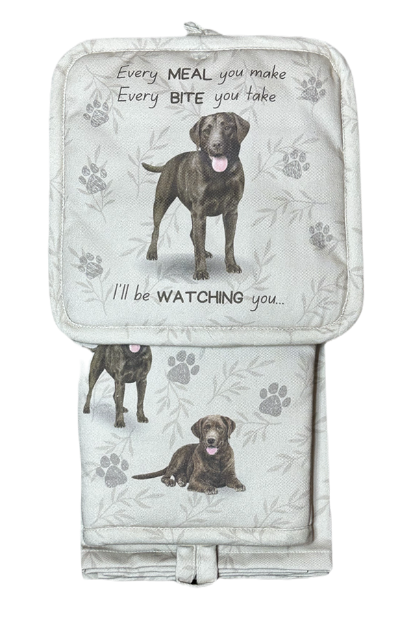 Chocolate Lab Oven Mitt Set