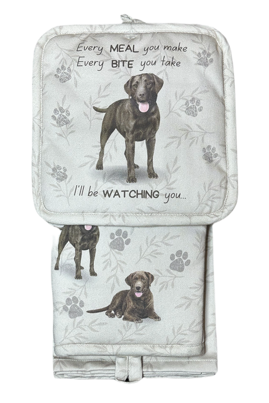 Chocolate Lab Oven Mitt Set