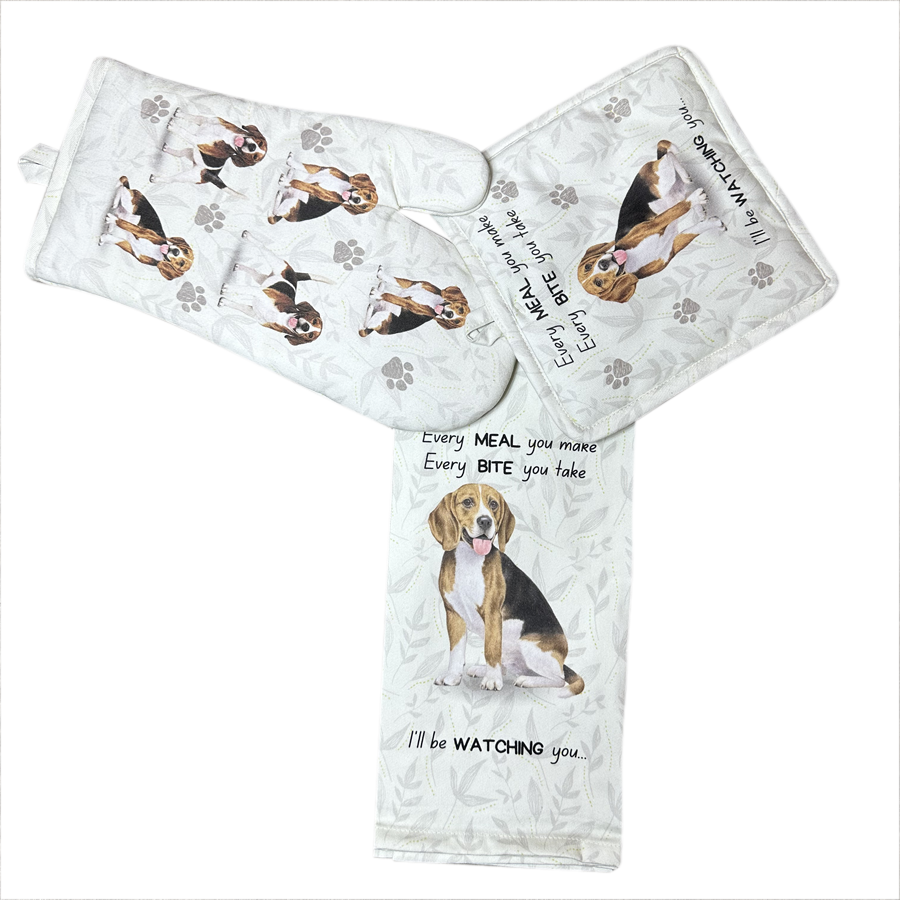 Beagle Oven Mitt Set