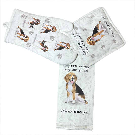 Beagle Oven Mitt Set