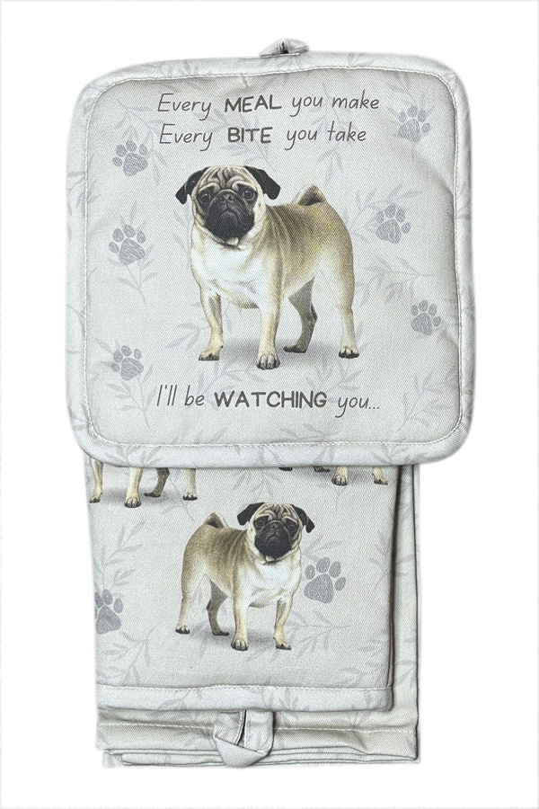 Pug Oven Mitt Set