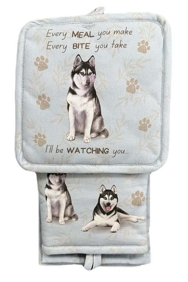 Siberian Husky Oven Mitt Set