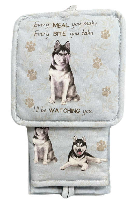 Siberian Husky Oven Mitt Set