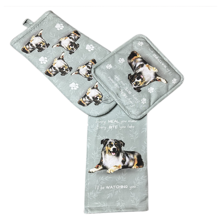 Australian Shepherd Oven Mitt Set