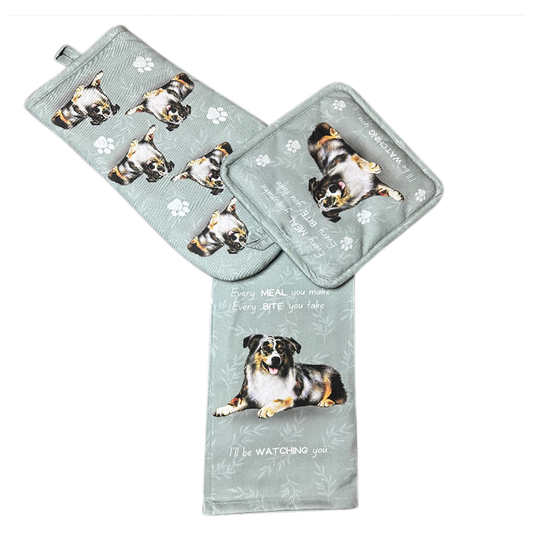 Australian Shepherd Oven Mitt Set