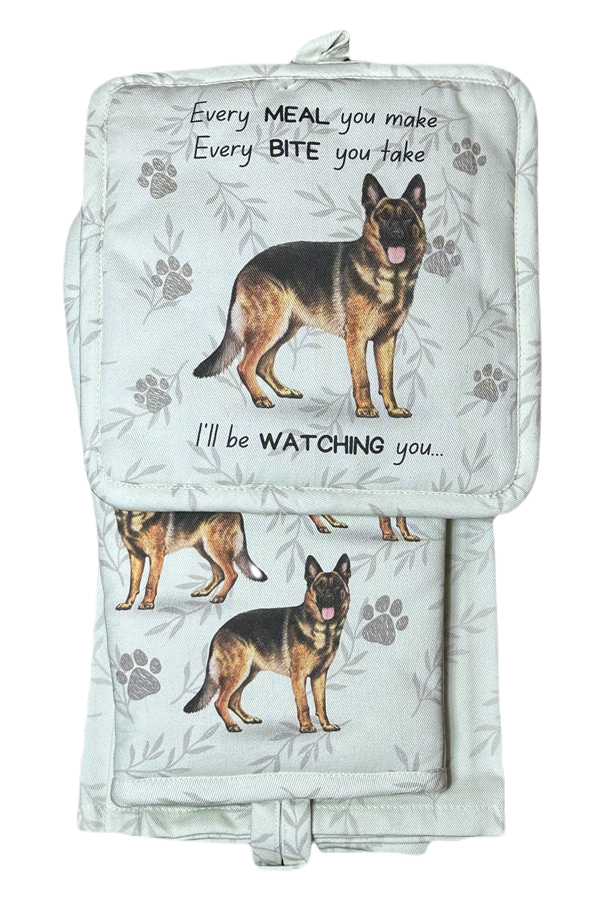 German Shepherd Oven Mitt Set