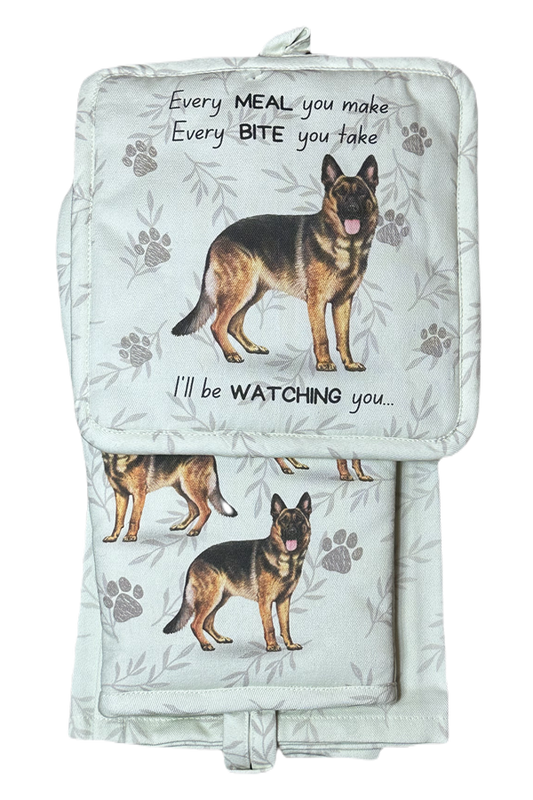 German Shepherd Oven Mitt Set