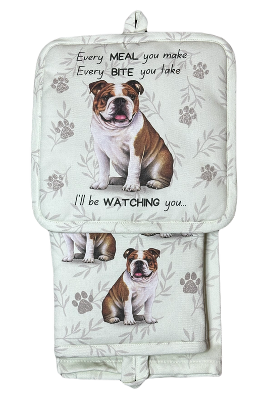 Bulldog Oven Mitt Set