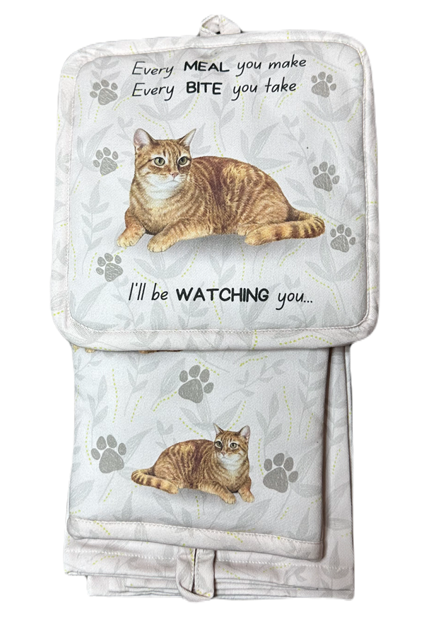 Orange Tabby Cat Oven Mitt Set